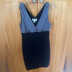 Sweet Storm Black and Gray V-Neck Mini Dress
